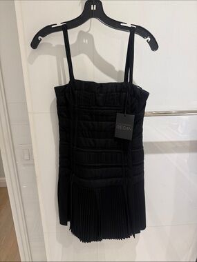 Giovanni Bedin Black Pleated Strap Mini Dress NWT size 2